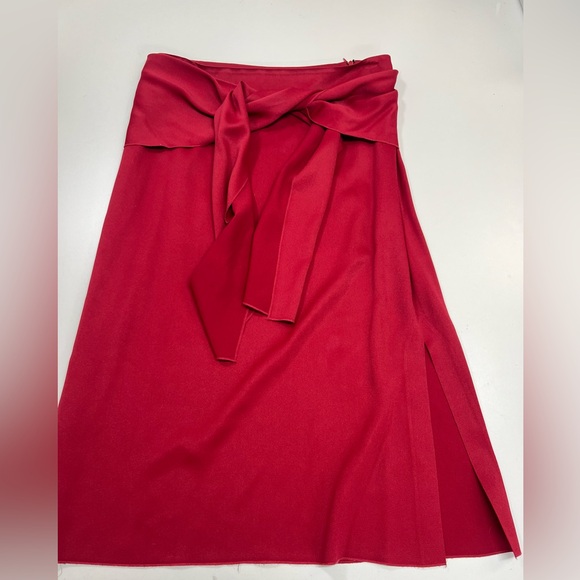 Joseph Red Midi Renne Light Cady Red Evening Skirt Size US 10 EU 42 Satin - Picture 2 of 16